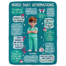 Load image into Gallery viewer, Nurse Daily Affirmations - Personalized Fleece Blanket, Sherpa Blanket for the Caring Heart Fleece Blanket PopCulturePrints
