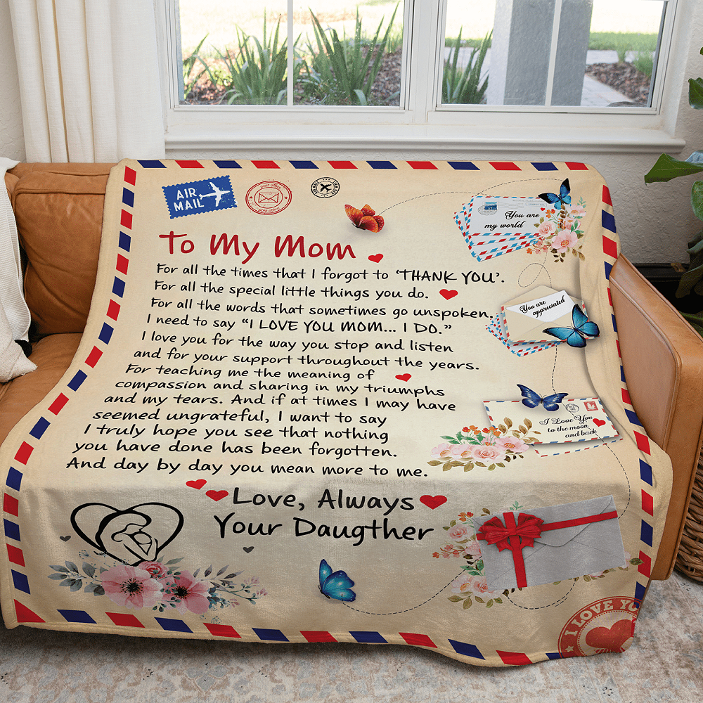 Heartfelt Letter to Mom Personalized Christmas Blanket Blanket PopCulturePrints