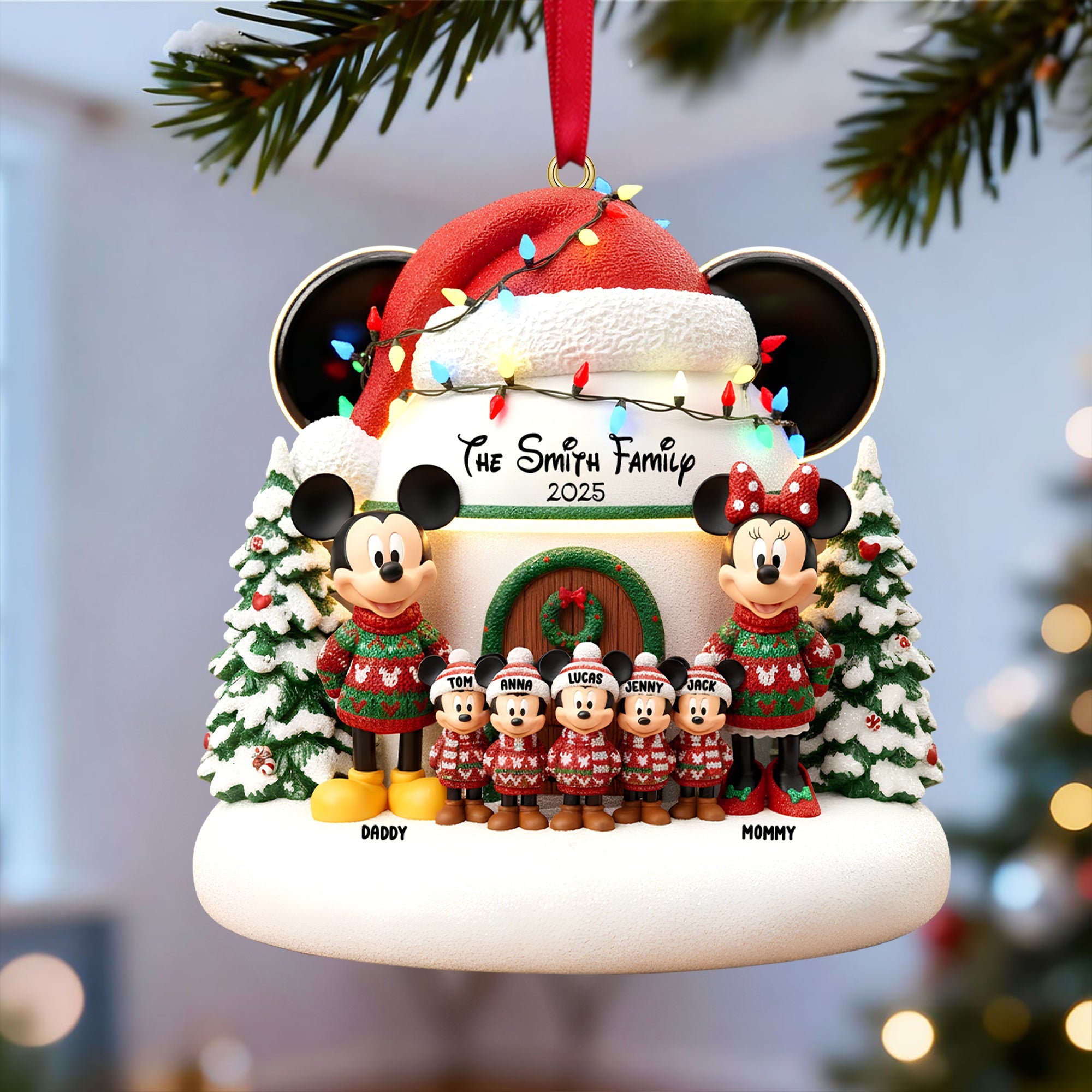 "Celebrate Togetherness with Your Customized Family Christmas Ornament - A Heartwarming Gift for Families, Friends, and Loved Ones" Ornament PopCulturePrints