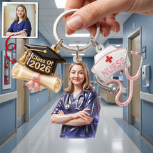 Load image into Gallery viewer, Celebrate Your Achievement: Proud Nurse Graduate Tag Keychain - Personalized Custom Photo Gift for Nurses Keychains PopCulturePrints
