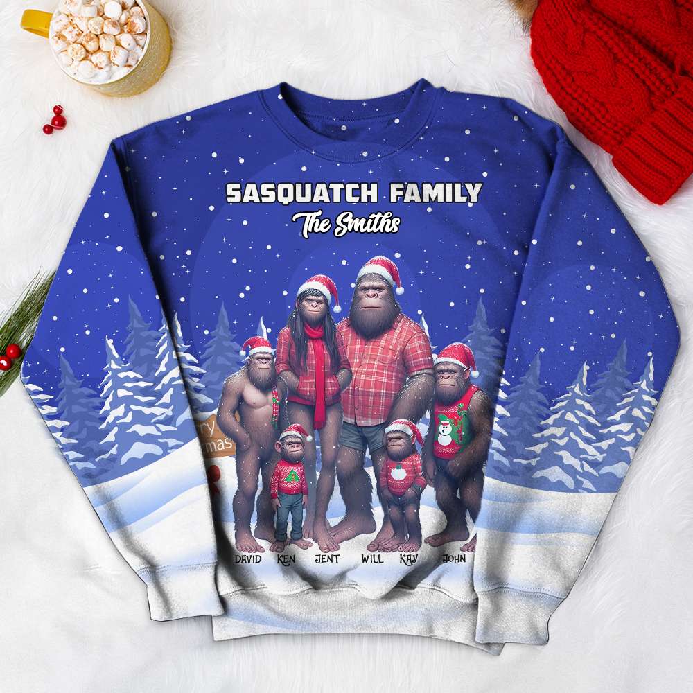 Personalized Sasquatch Family Christmas Hoodie