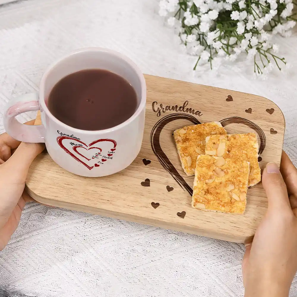 "Love is in the Heart" - Personalized Marble Mug & Serving Board Combo - Gift for Mom, Grandma, and Loved Ones Combo Marble Mug & Serving Board PopCulturePrints
