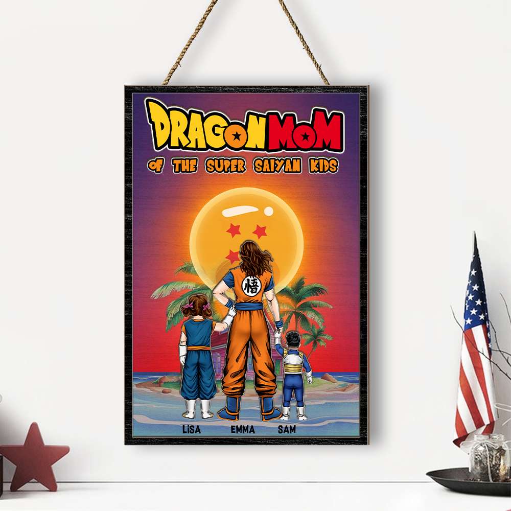Personalized Dragon Dad Super Saiyan Wood Sign Wood Sign PopCulturePrints