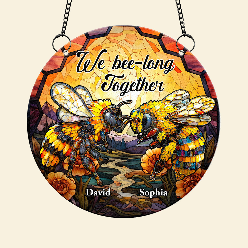 Personalized 'Bee-long Together' Suncatcher Ornament for Couples