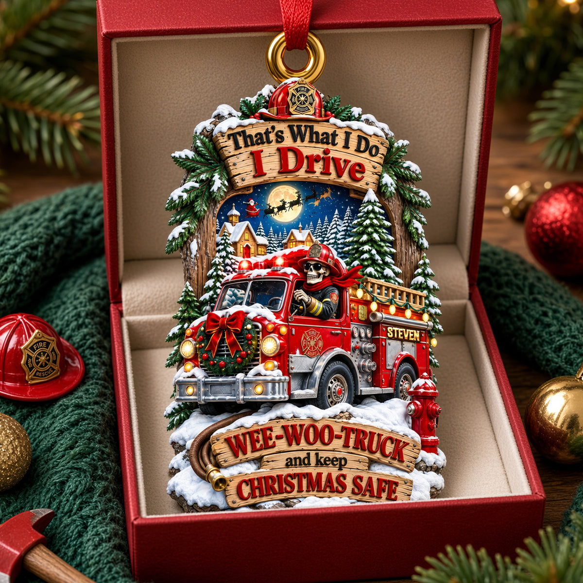 That's What I Do: I Drive - Personalized Skeleton Firefighter Ornament Ornament PopCulturePrints