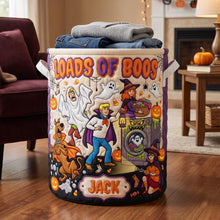 Load image into Gallery viewer, ‘Loads Of Boos’ – Fun Personalized Quilted Laundry Basket for Halloween
