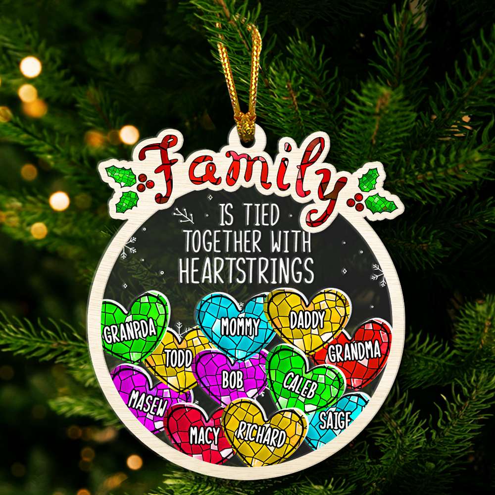 Heartstrings Family Ornament - Personalized Christmas Gift Ornament PopCulturePrints