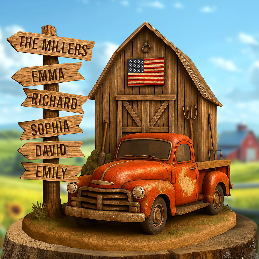 Home Is Where Family Gathers - Farm Barn Family Acrylic Plaque - Personalized Gifts for Loved Ones Shaped Plaques PopCulturePrints