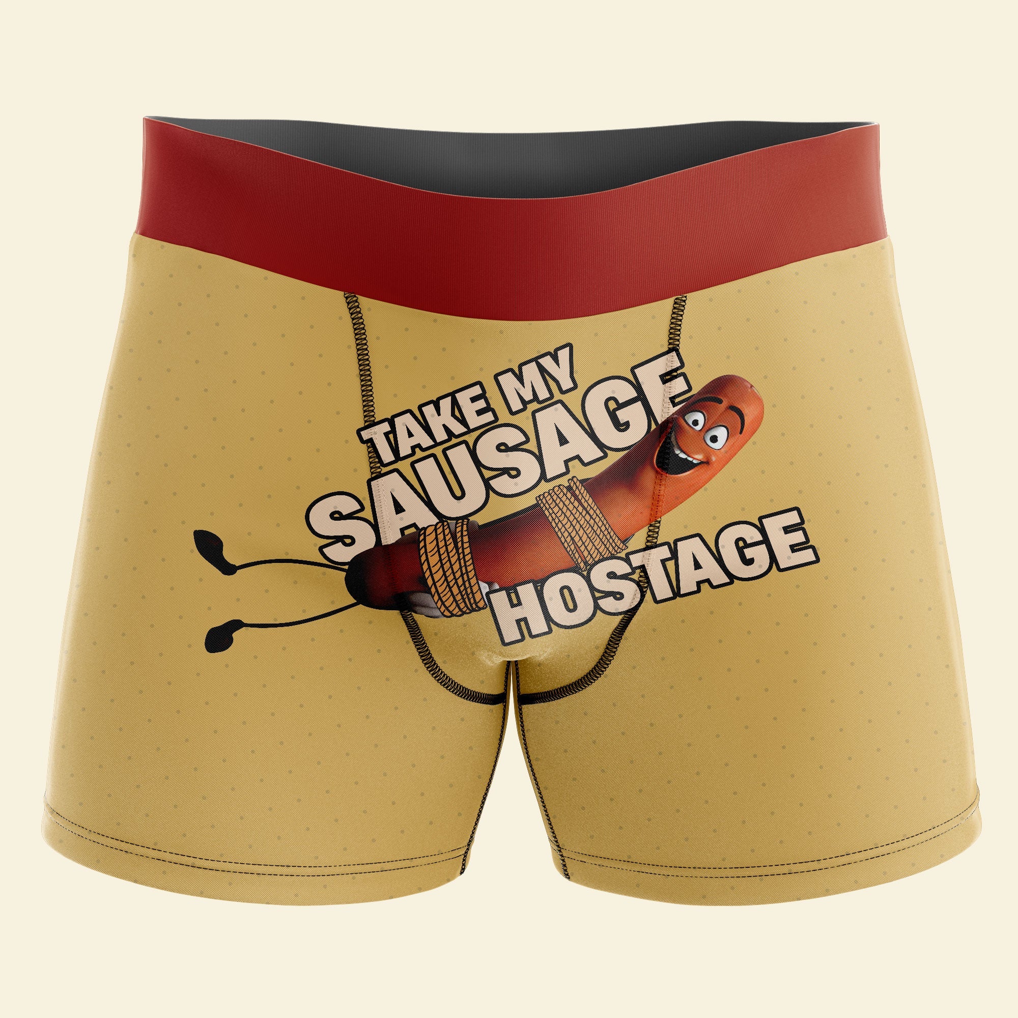 Custom Boxer Briefs - Take My Sausage Hostage | Perfect Valentine's Day Gifts for Him Boxer Briefs PopCulturePrints