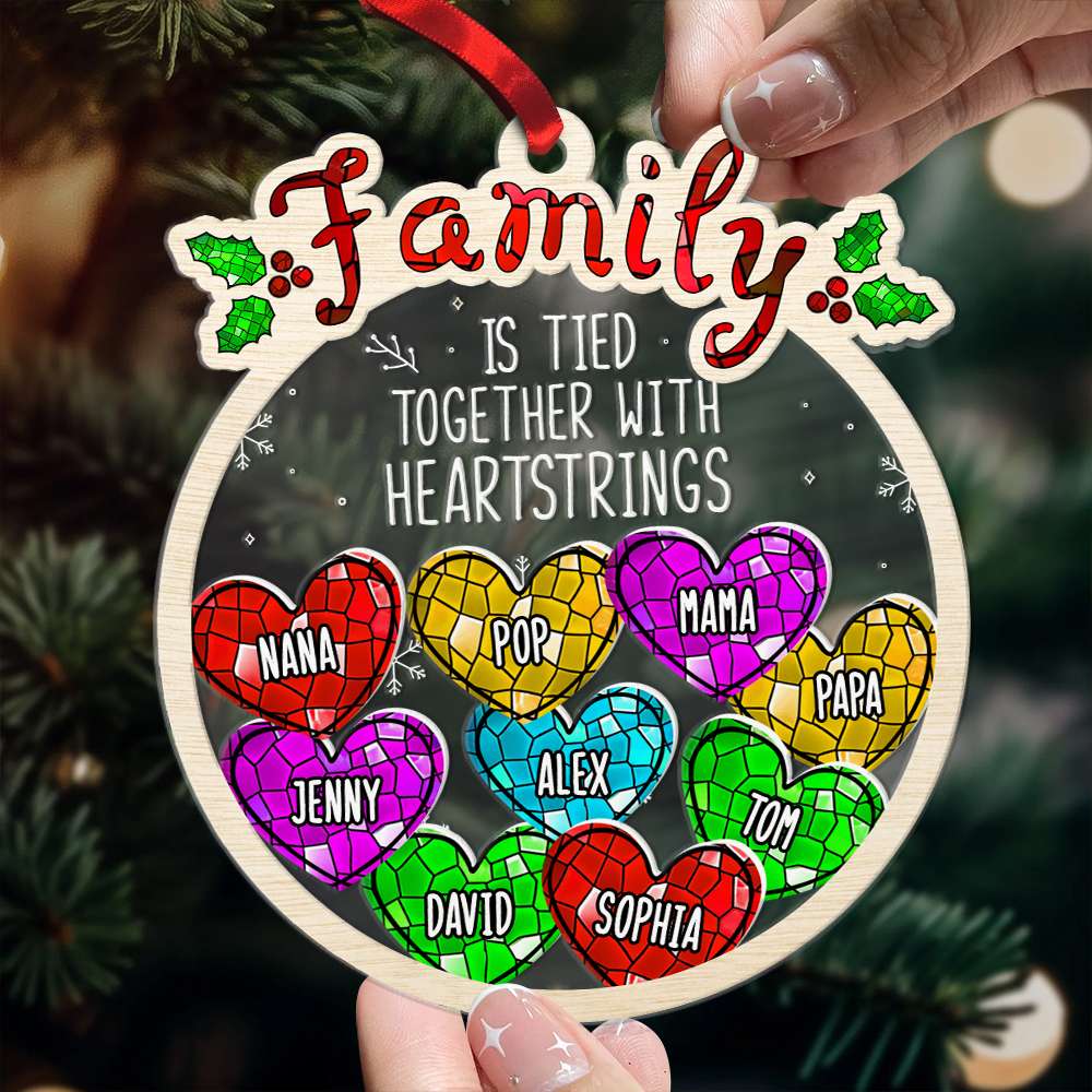 Heartstrings Family Ornament - Personalized Christmas Gift Ornament PopCulturePrints