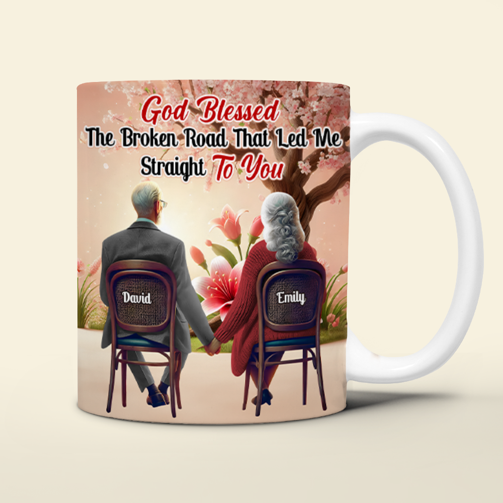 Personalized Couples Coffee Mug - God Blessed The Broken Road Coffee Mug PopCulturePrints