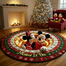 Load image into Gallery viewer, Love in the Air: Personalized Mickey &amp; Minnie Round Mat - Custom Gift for Couples Doormat PopCulturePrints
