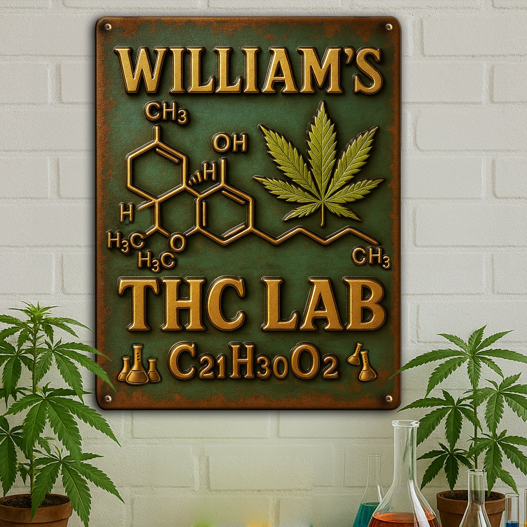 “Elevate Your Space with a Personal Touch” - Botanical Chemistry Lab Metal Sign - Custom Gifts for Weed Lovers Metal Signs PopCulturePrints