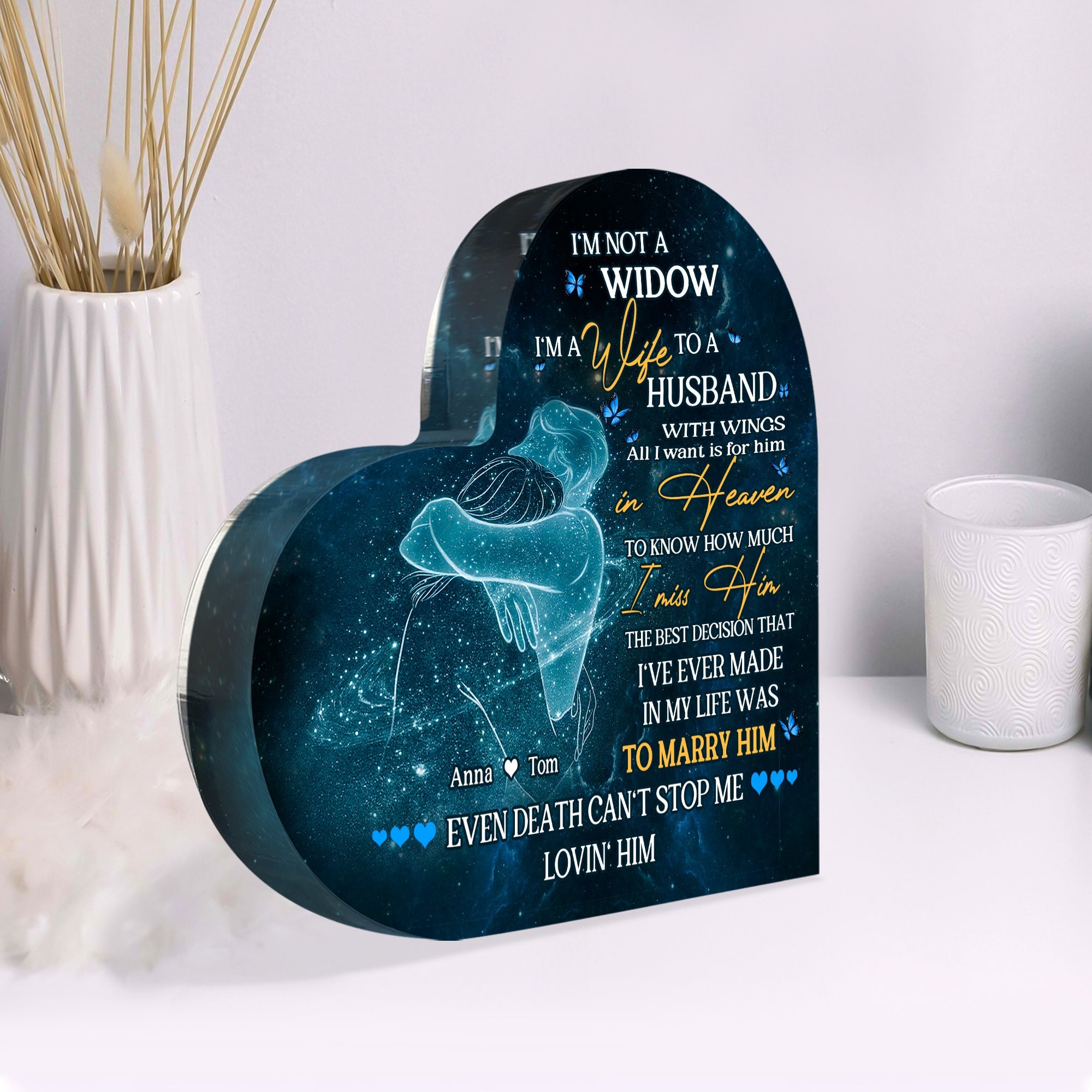 Heavenly Husband Memory Personalized Heart Acrylic Plaque Decorative Plaques PopCulturePrints