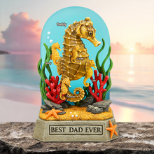 Load image into Gallery viewer, “Best Dad Ever” - Seahorse Dad Plaque - Personalized Gifts for Dad or Grandpa Shaped Plaques PopCulturePrints
