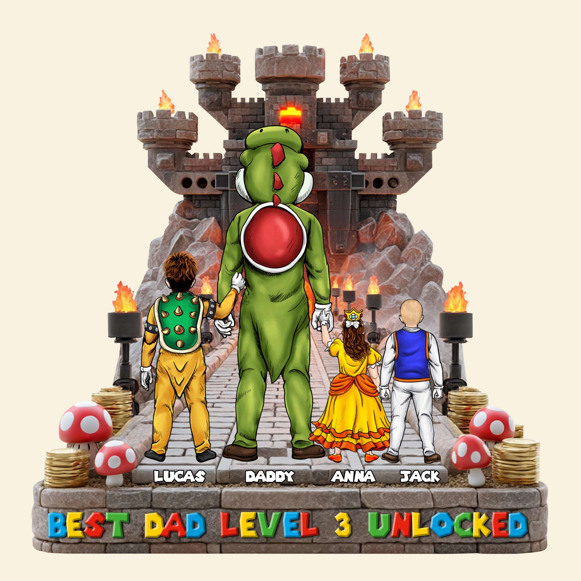 "Level Up Your Dad's Game!" - Personalized Dad Level Unlocked Acrylic Plaque - Unique Gift for Dads, Grandpas, and More Shaped Plaques PopCulturePrints