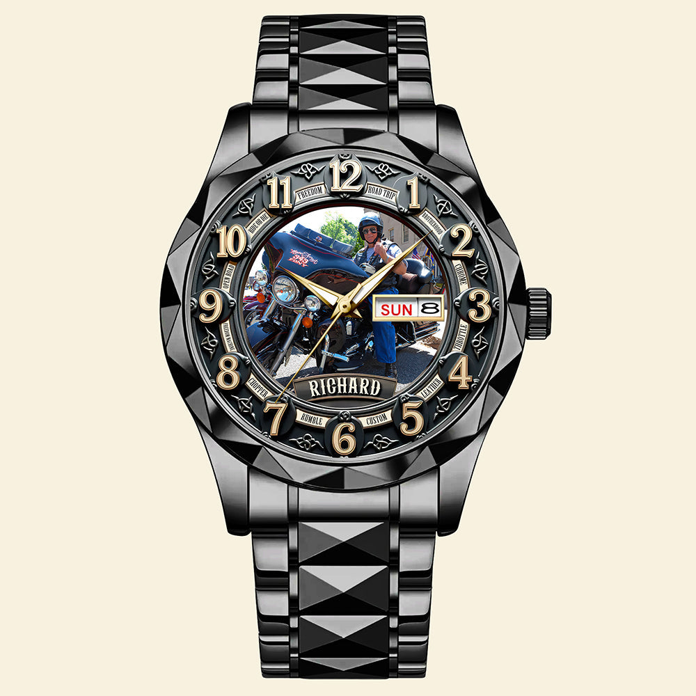 Ride to Perfection - Custom Photo Men's Stainless Steel Watch for Bikers Men's Watch PopCulturePrints