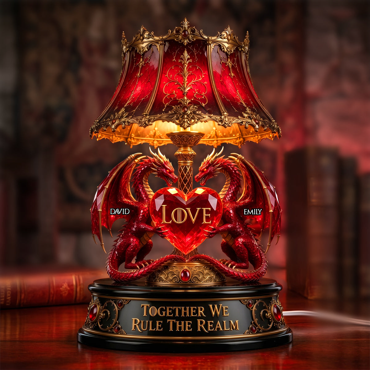 Together We Rule the Realm - Dragon Couple Acrylic Light Box - Personalized Gift for Couples Light Box PopCulturePrints