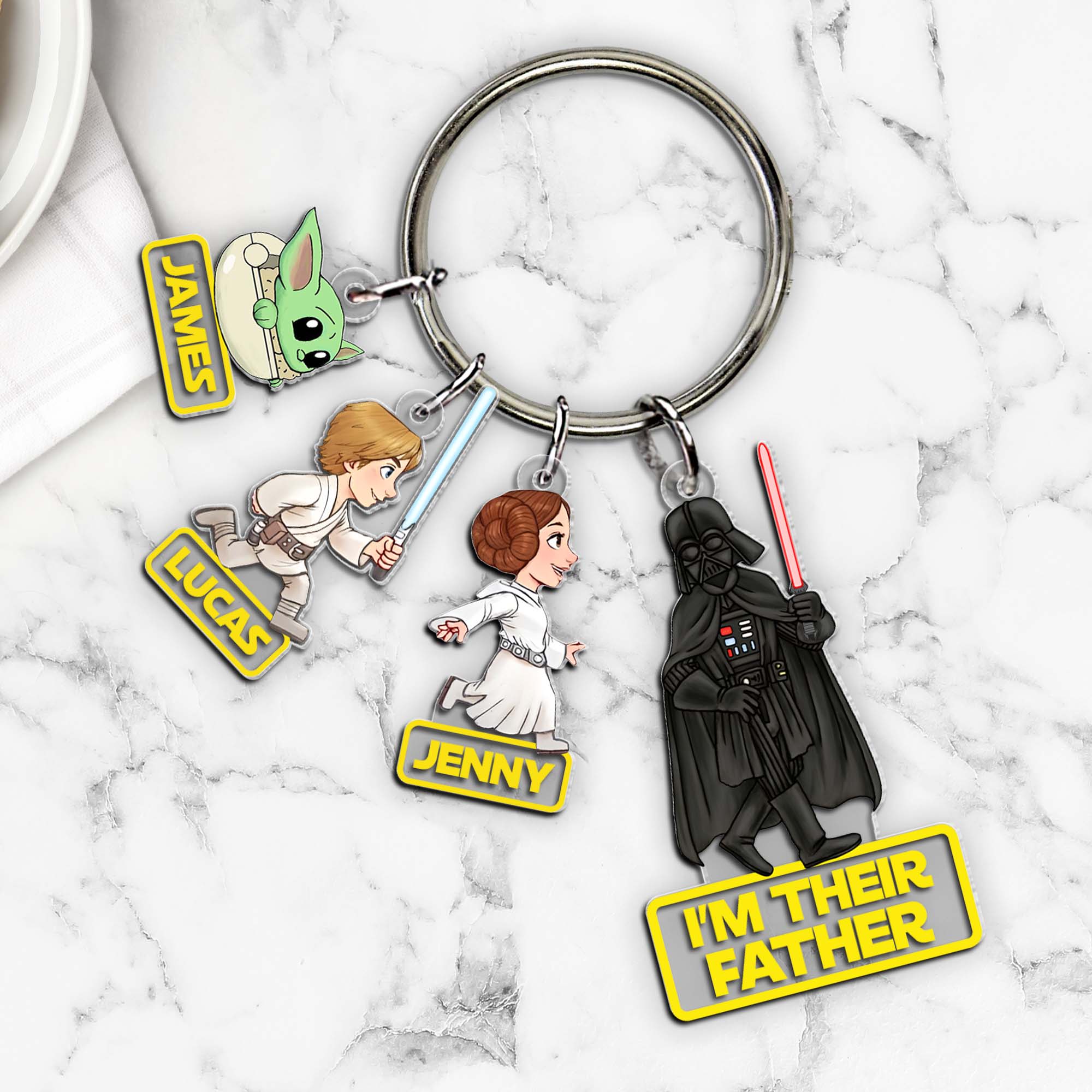 Personalized Father's Day Keychain - Galactic Theme Keychains PopCulturePrints