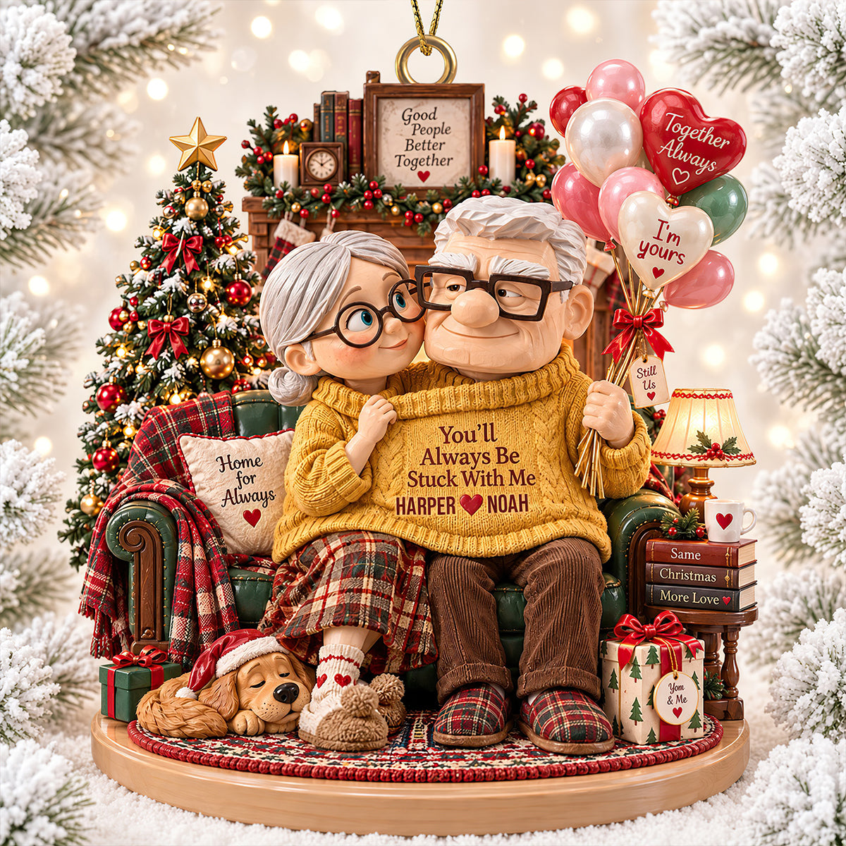 You’ll Always Be Stuck With Me - Forever Bond Couple Ornament | Personalized Gifts for Couples Ornament PopCulturePrints