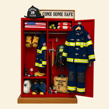 Load image into Gallery viewer, “Come Home Safe” - Personalized Firefighter’s Gear Locker Acrylic Plaque - Unique Gift for Firefighters Shaped Plaques PopCulturePrints
