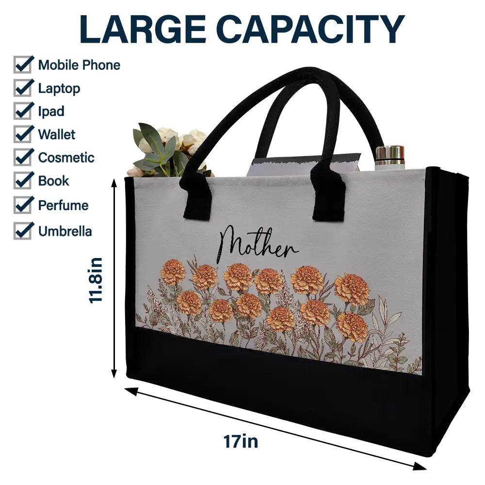 Grandma's Love Blooms – Personalized Canvas Tote Bag for Special Moments Canvas Tote Bag PopCulturePrints