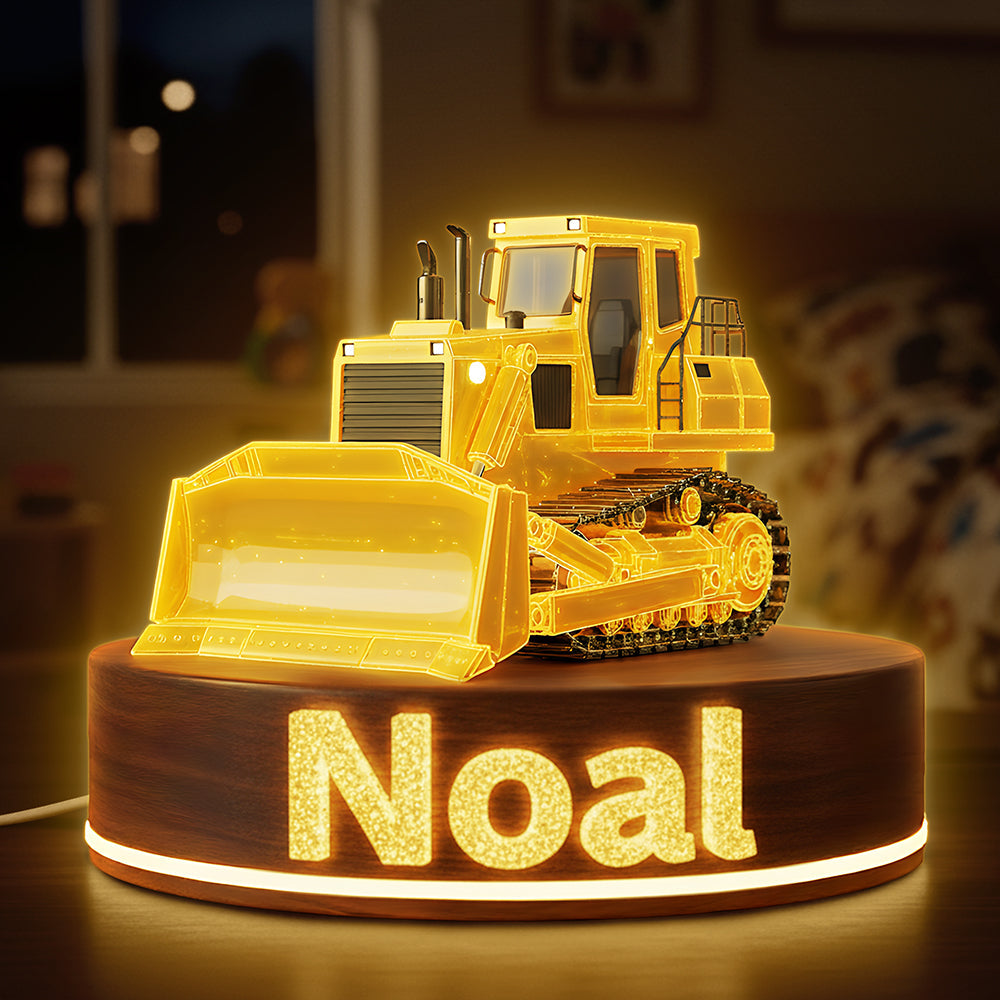 Light Up Their Imagination with Our Personalized Building Construction Tractor Light Box - A Perfect Gift for Kids Light Box PopCulturePrints