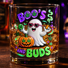 Load image into Gallery viewer, Boo's and Buds: Personalized Halloween Round Glass - Perfect Gift for Stoners and Ghost Lovers Glass PopCulturePrints
