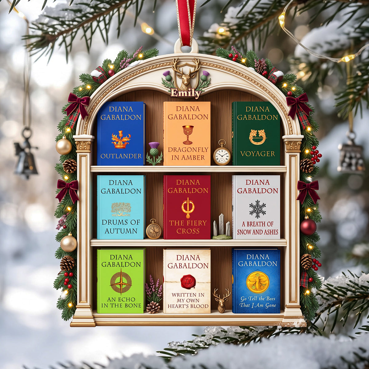 Fantasy Book Shelf Christmas Ornament - Personalized Gifts For Book Lovers 02NATA081026 Ornament PopCulturePrints