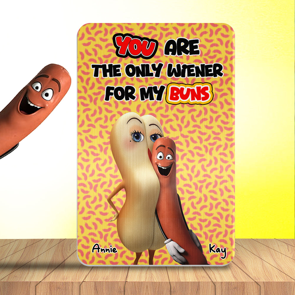 Funny Couples Aluminum Wallet Card - Hot Dog and Bun