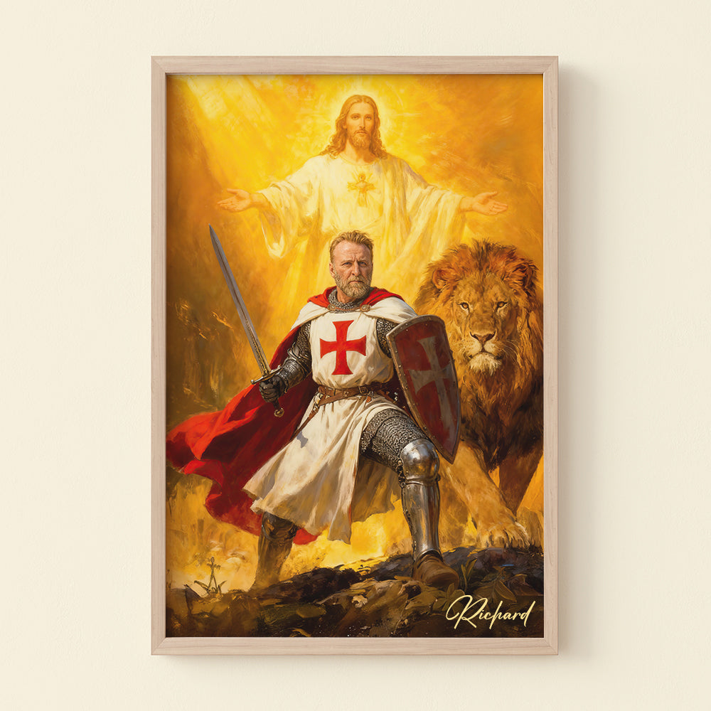 “Courage and Faith” - The Knights Templar Canvas Print - Personalize Your Gift for Christian Believers Poster & Canvas PopCulturePrints