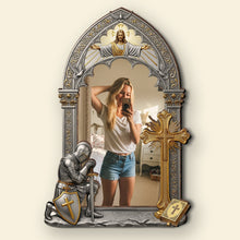 Load image into Gallery viewer, “Faith is the Shield” - Armor &amp; Prayer Wall Hanging Mirror - Personalized Christian Gift for Any Occasion Mirror PopCulturePrints
