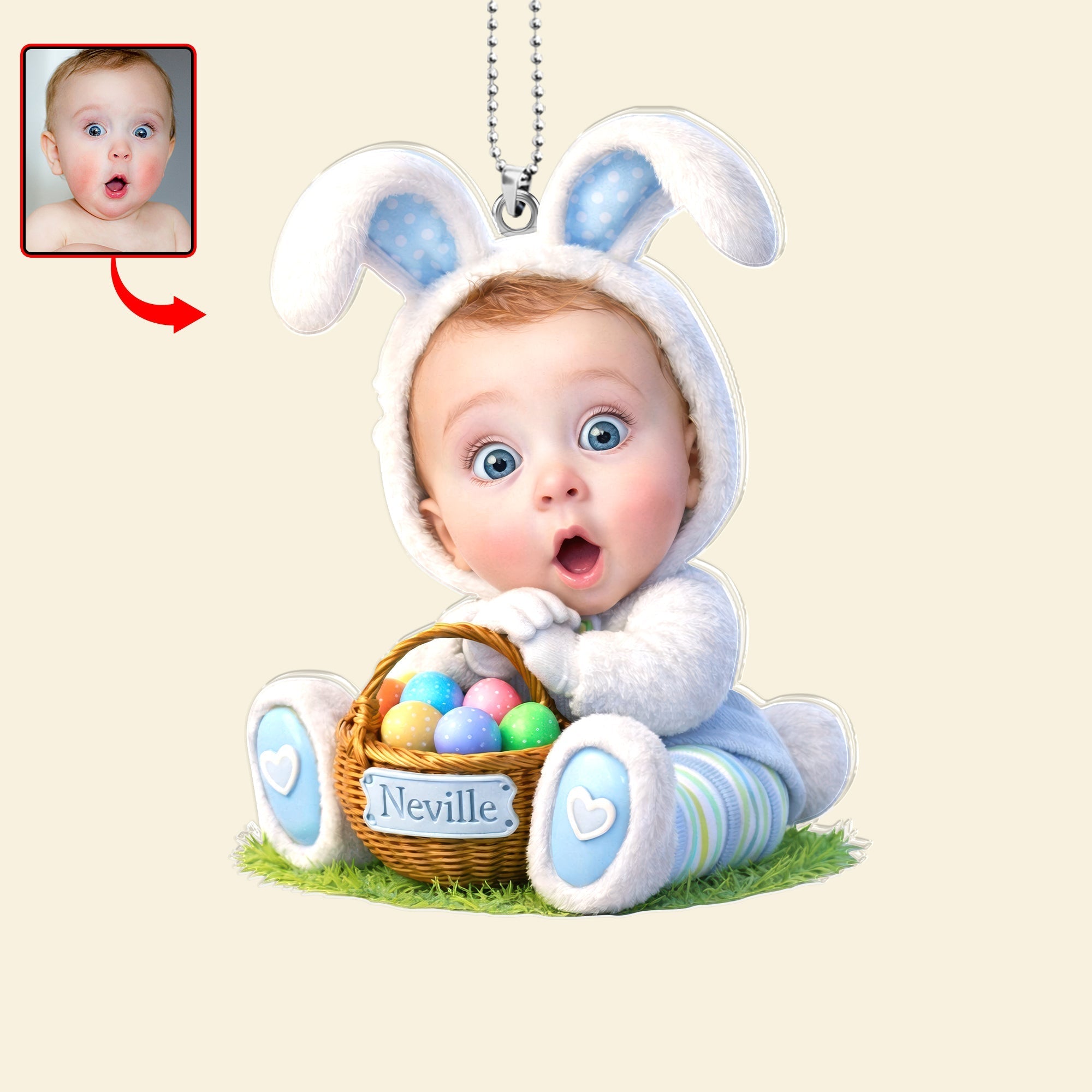 Easter Bunny Kid Car Ornament - A Custom Photo Gift to Delight Every Child Ornament PopCulturePrints
