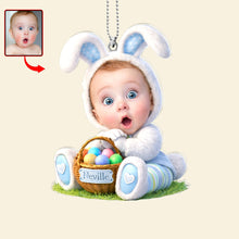 Load image into Gallery viewer, Easter Bunny Kid Car Ornament - A Custom Photo Gift to Delight Every Child Ornament PopCulturePrints
