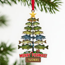 Load image into Gallery viewer, Merry Fishmas! Personalized Fisherman&#39;s Fish Tree Ornament - Custom Gift for Fishing Lovers Ornament PopCulturePrints
