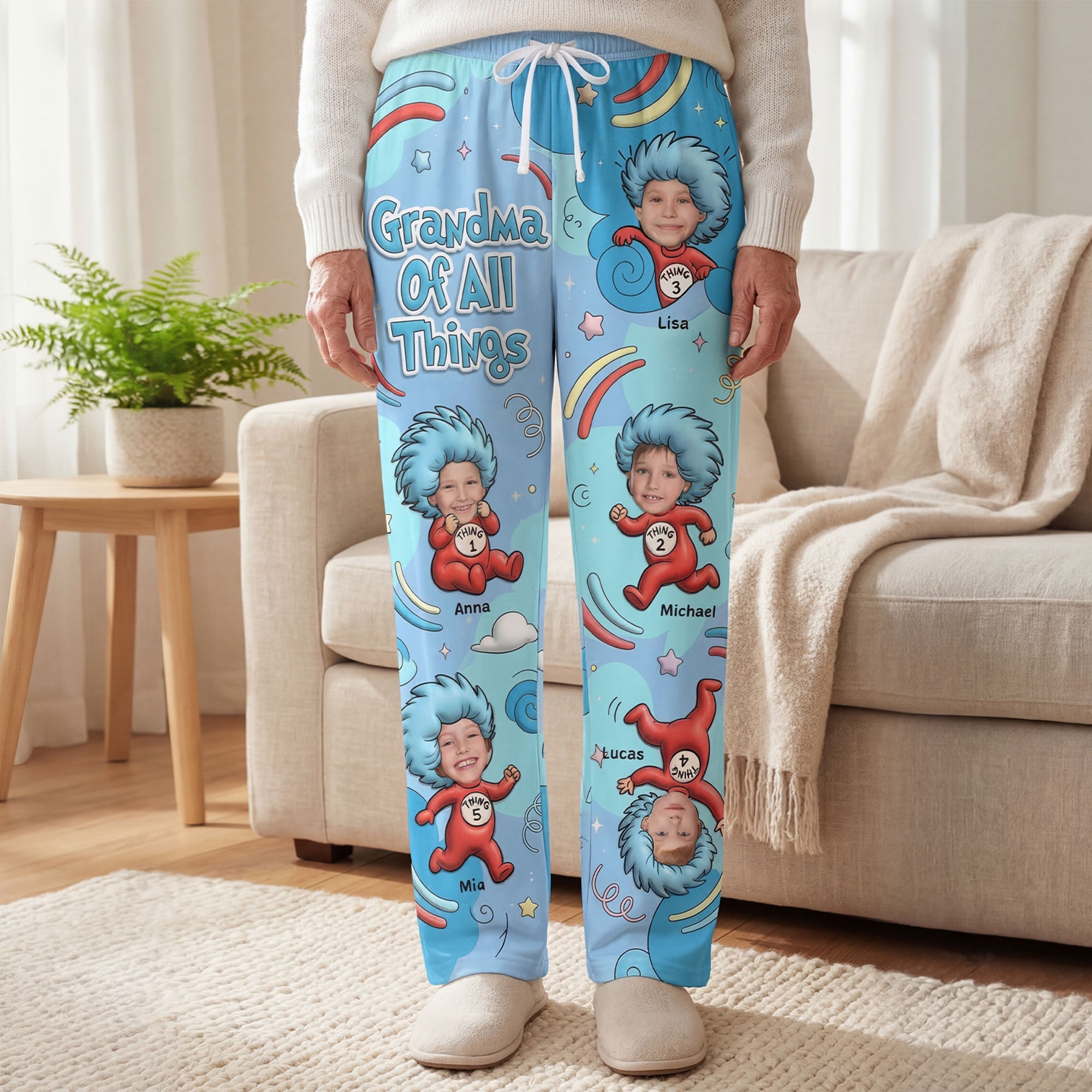 Grandma of All Things - Customized Love For Grandma Pajama Pants Pajama Pant PopCulturePrints
