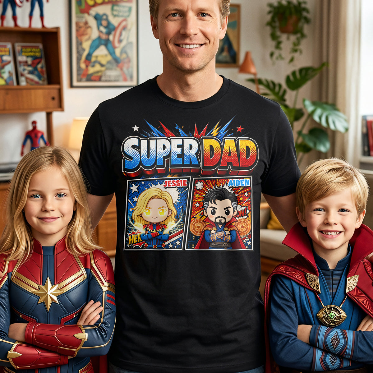 "Be the Hero in His Life" - Fearless Guardian Shirt - Personalized Gift for Dads, Grandpas & More Shirts PopCulturePrints