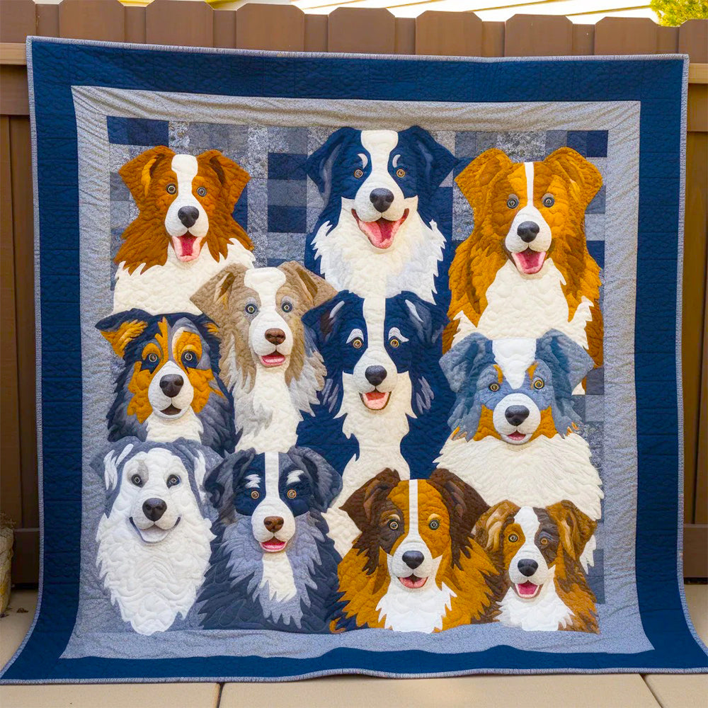 Festive Australian Shepherd Christmas Quilt Set - Perfect Gift for Dog Lovers Blanket PopCulturePrints