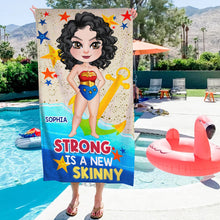 Load image into Gallery viewer, Personalized 'Strong Is The New Skinny' Beach Towel - Empowering Gifts for Best Friends Beach Towel PopCulturePrints
