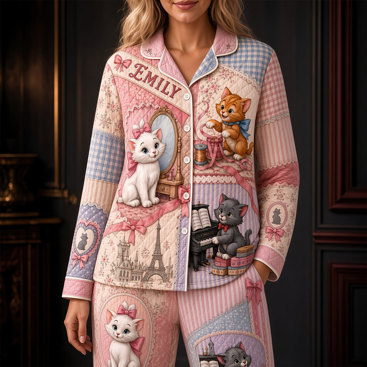 Adorable Cat Pajama Set - Personalized Gifts for Cat Lovers