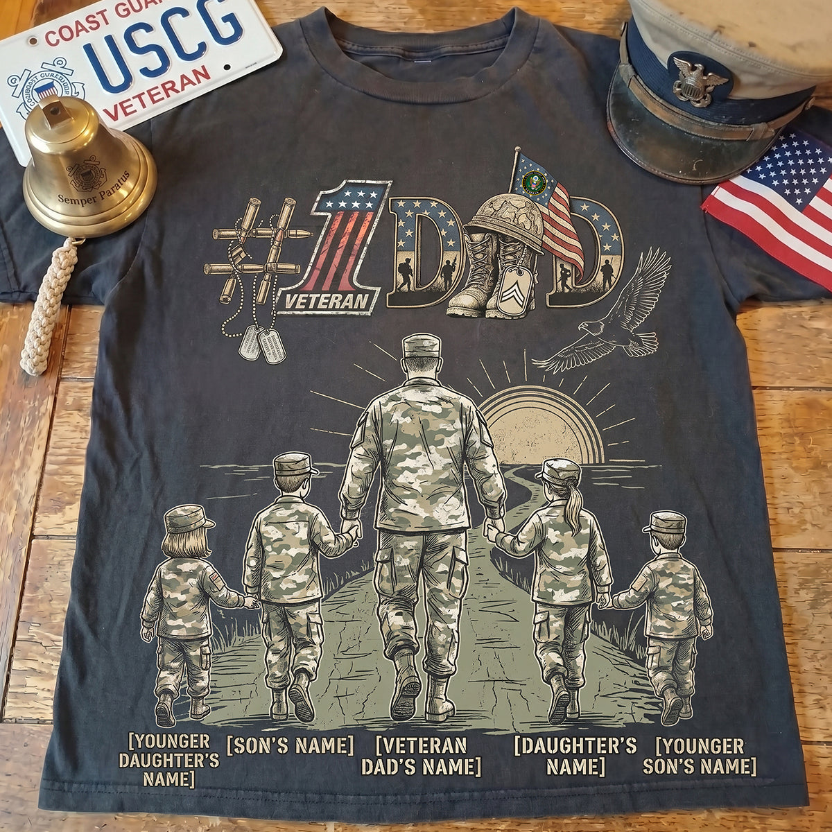 "Best Veteran Dad Ever" - Personalized Military Dad Shirt - Perfect Gift for Father's Day, Grandpa, and More! Shirts PopCulturePrints
