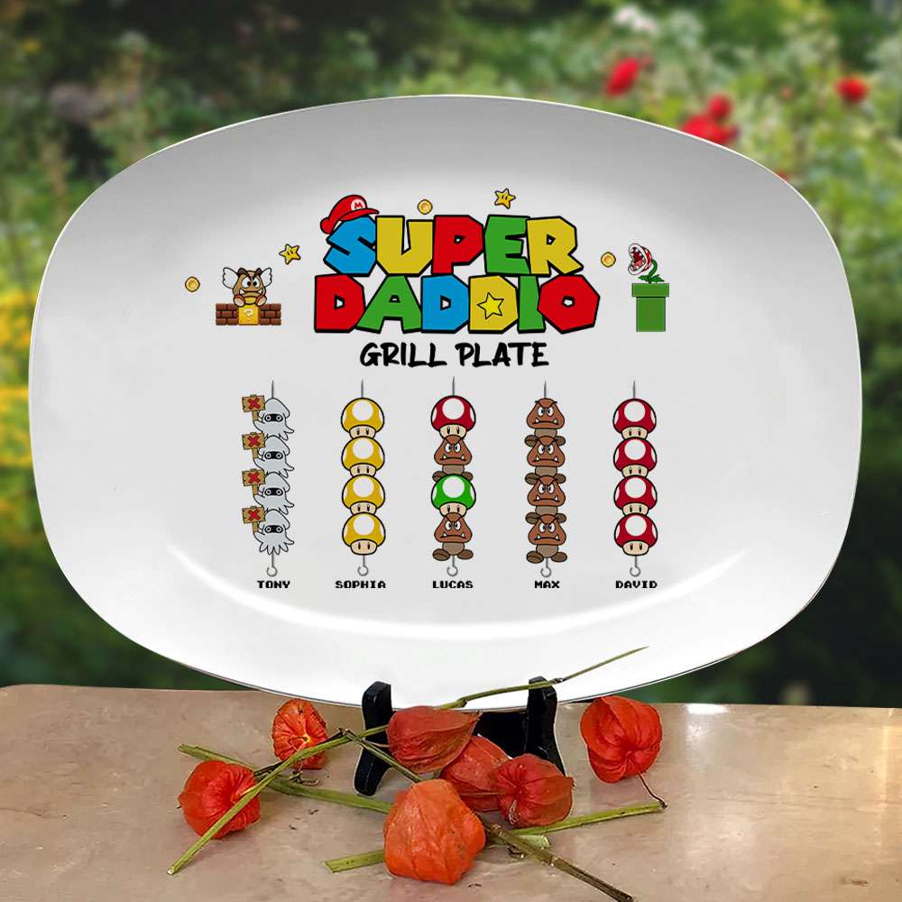 Super Dad Grill Plate - Personalized Family Design Resin Plate PopCulturePrints