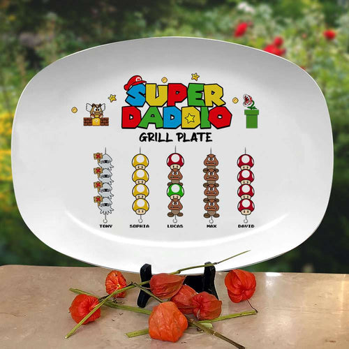 Super Dad Grill Plate - Personalized Family Design Resin Plate PopCulturePrints