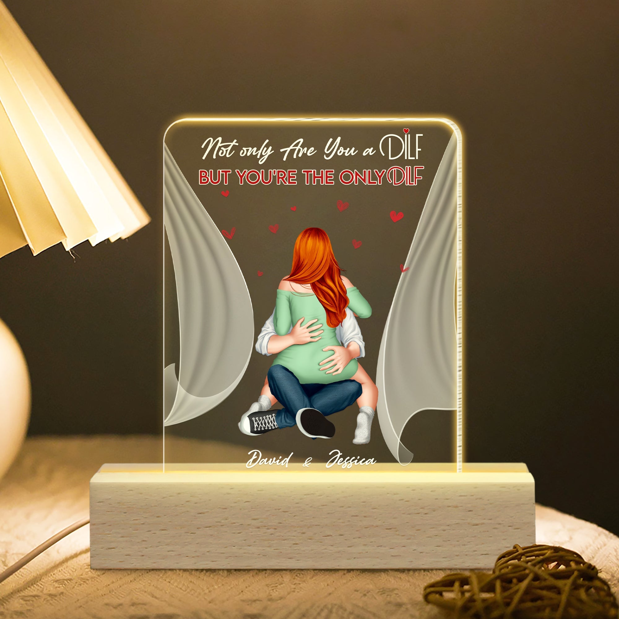 Personalized 'You're The Only DILF' LED Light for Couples Led Night Light PopCulturePrints
