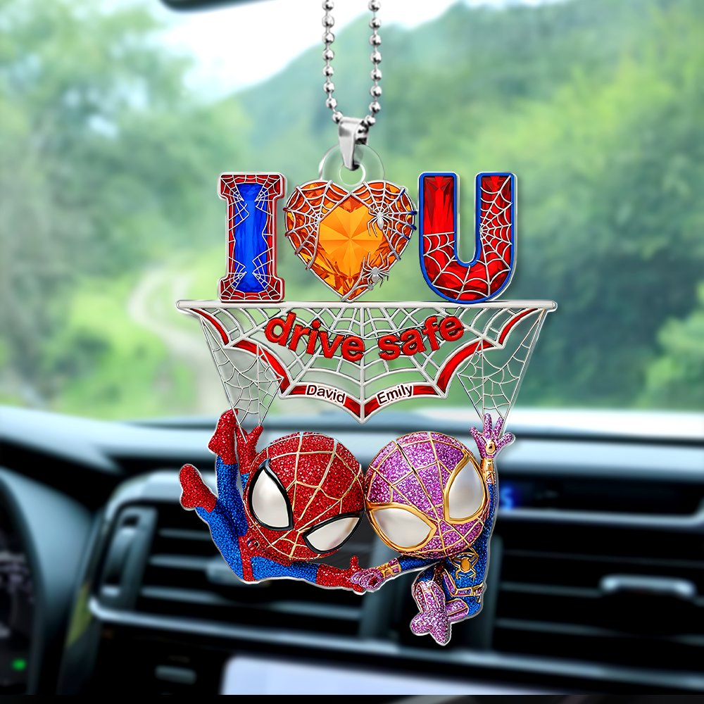 "Drive Safe, My Love!" - Personalized Wall-Crawler Couple Car Ornament for Couples Ornament PopCulturePrints