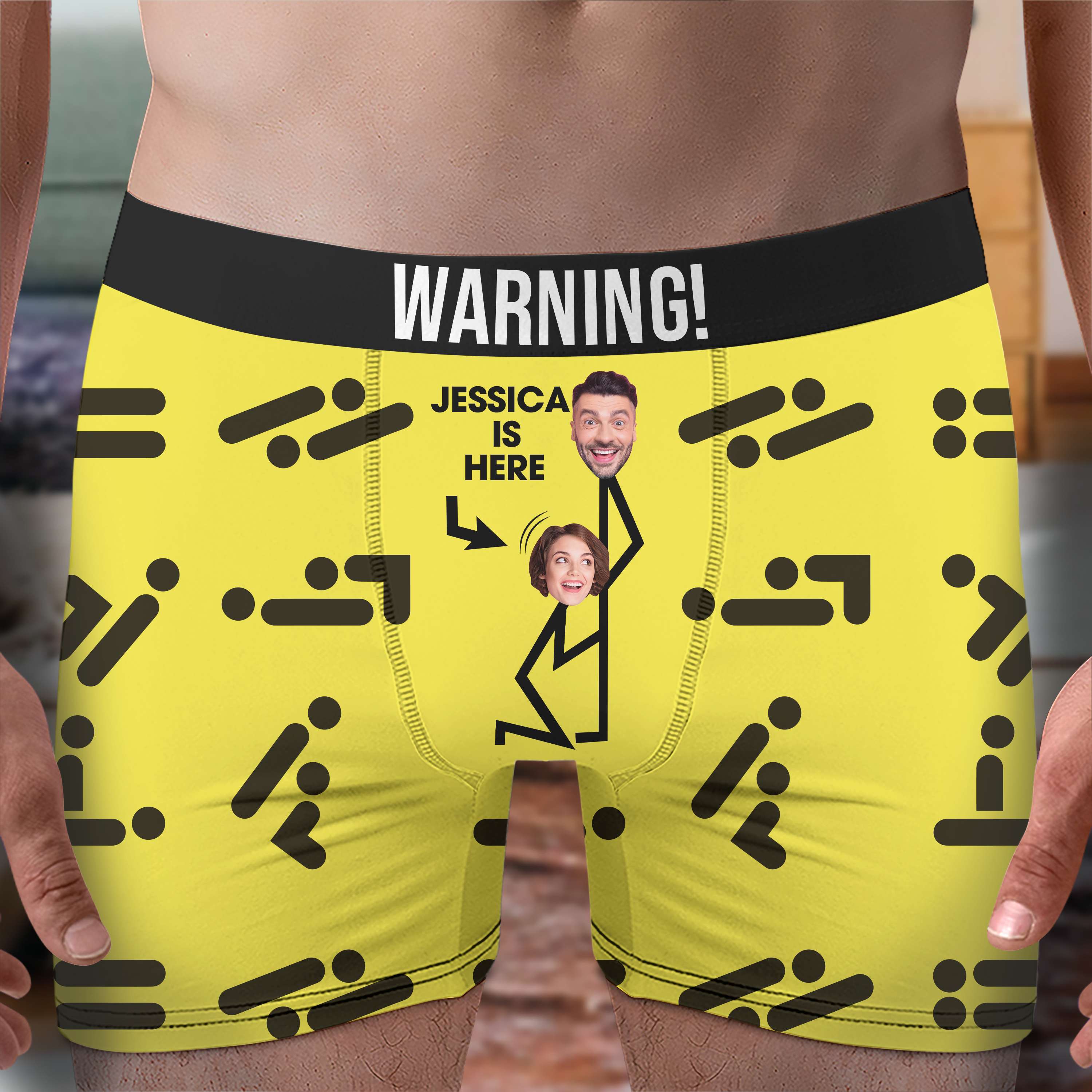 Personalized Couple's Boxer Briefs - Love Is Here Boxer Briefs PopCulturePrints
