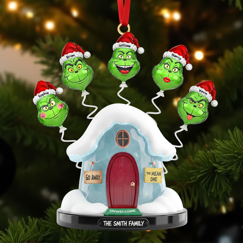 "Bring Home the Cheer!" - Personalized Green Monster Family Christmas Ornament Ornament PopCulturePrints