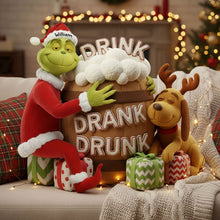 Load image into Gallery viewer, Sip, Sip, Hooray! Funny Drunk Green Monster Custom Pillow - Personalized Gifts for Christmas Pillow PopCulturePrints
