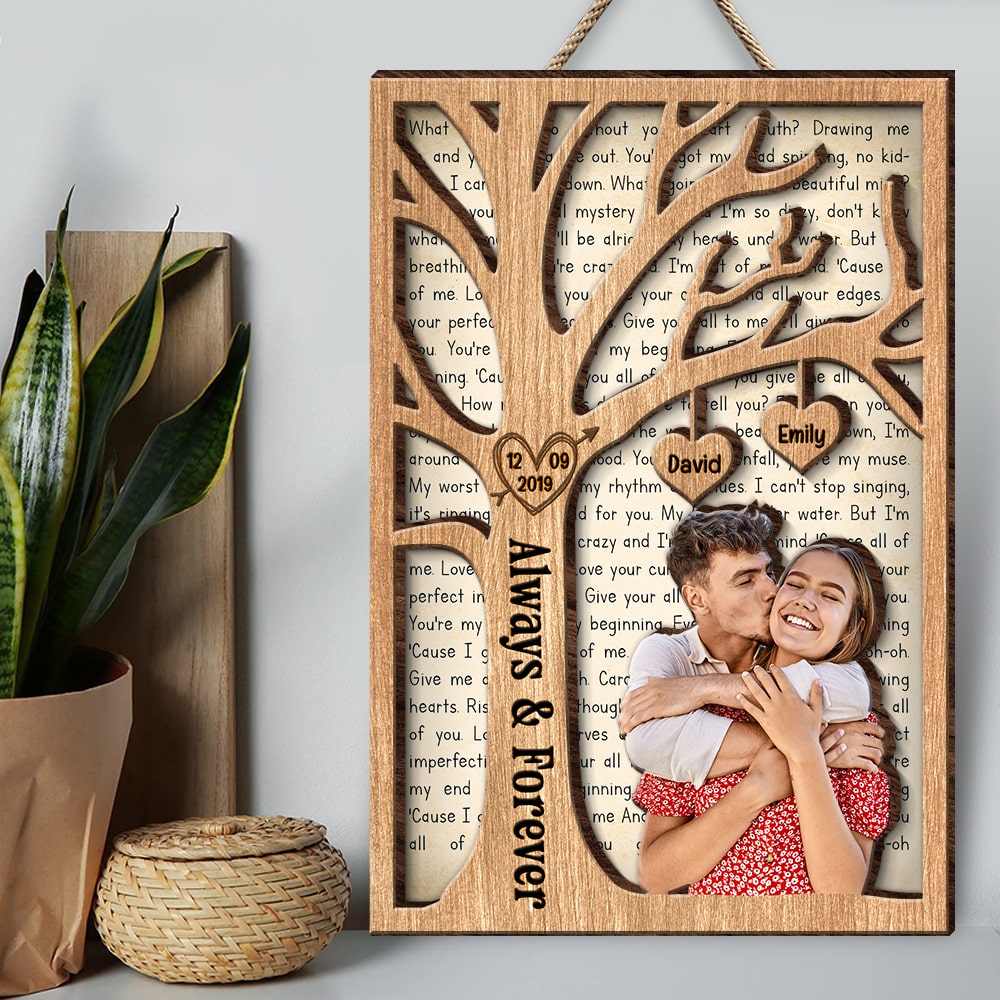 Personalized Always & Forever Wooden Photo Sign for Couples Wood Sign PopCulturePrints