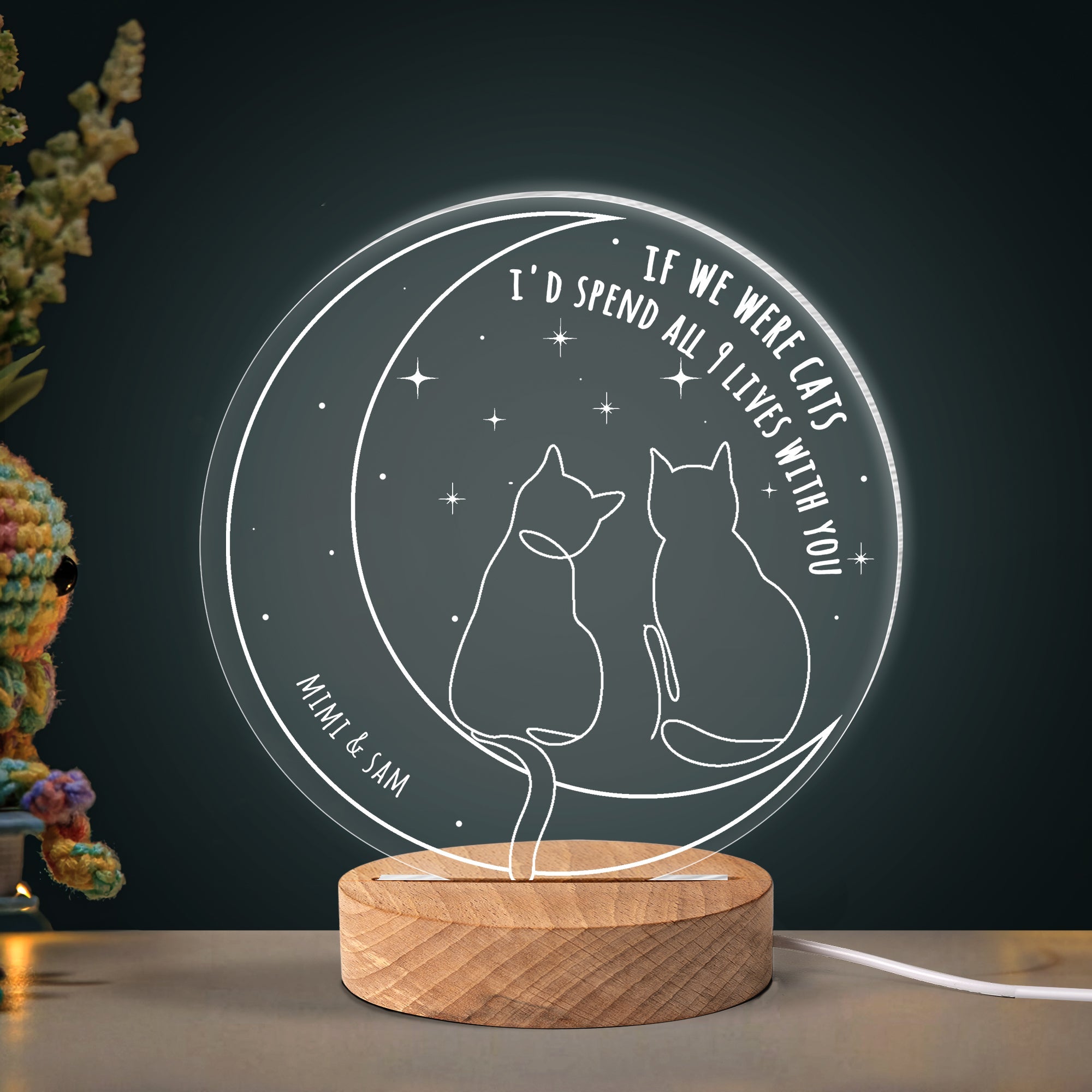 Personalized Couple LED Light - If We Were Cats Led Night Light PopCulturePrints